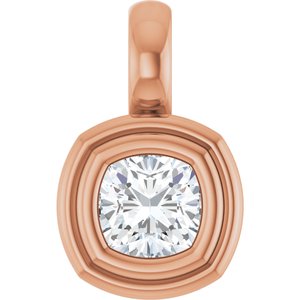 10K Rose Gold 4x4 mm Cushion Charm/Pendant Mounting