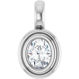 14K X1 White Gold 4.5x3.5 mm Oval Charm/Pendant Mounting