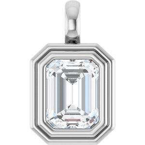 10K White Gold 8.5x6.5 mm Emerald Charm/Pendant Mounting