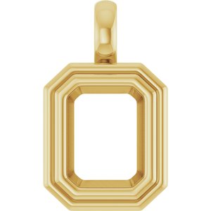 14K Yellow Gold 8.5x6.5 mm Emerald Charm/Pendant Mounting – image 2