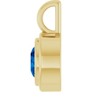 14K Yellow Gold Lab-Grown Blue Sapphire Charm/Pendant – image 3