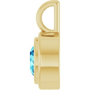 14K Yellow Gold Natural Blue Zircon Charm/Pendant – image 3
