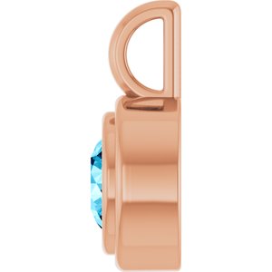14K Rose Gold Natural Aquamarine Charm/Pendant – image 3
