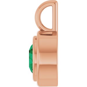 14K Rose Gold Lab-Grown Emerald Charm/Pendant – image 3