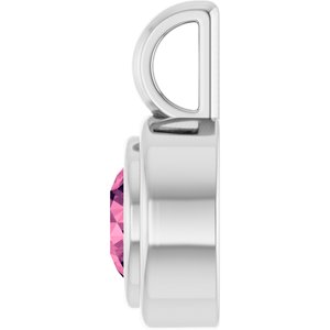 14K White Gold Natural Pink Tourmaline Charm/Pendant – image 3