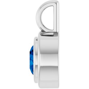 14K White Gold Lab-Grown Blue Sapphire Charm/Pendant – image 3