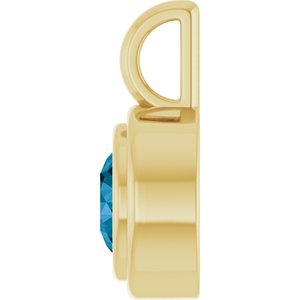 14K Yellow Gold Natural London Blue Topaz Charm/Pendant – image 3