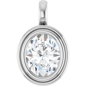 14K X1 White Gold 10x8 mm Oval Charm/Pendant Mounting