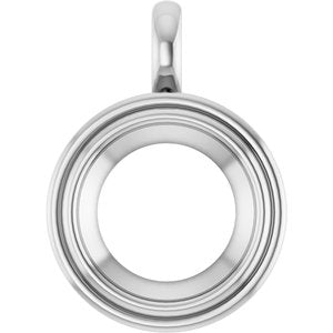 14K White Gold 15 mm Round Charm/Pendant Mounting – image 2