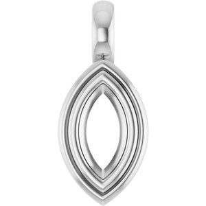 10K White Gold 7x3.5 mm Marquise Charm/Pendant Mounting – image 2