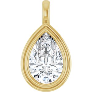 18K Yellow Gold 15x10 mm Pear Charm/Pendant Mounting