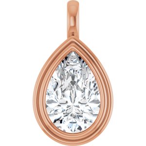 18K Rose Gold 15x10 mm Pear Charm/Pendant Mounting