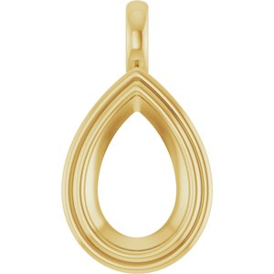 18K Yellow Gold 15x10 mm Pear Charm/Pendant Mounting – image 2