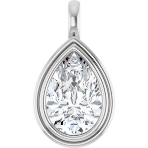 Platinum 15x10 mm Pear Charm/Pendant Mounting