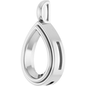 10K White Gold 15x10 mm Pear Charm/Pendant Mounting – image 4