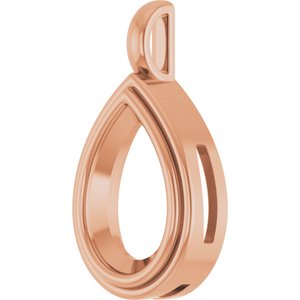 14K Rose Gold 15x10 mm Pear Charm/Pendant Mounting – image 4