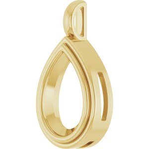 14K Yellow Gold 15x10 mm Pear Charm/Pendant Mounting – image 4