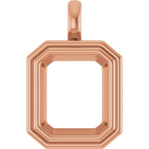 10K Rose Gold 13x11 mm Emerald Charm/Pendant Mounting – image 2