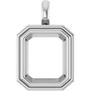 Platinum 13x11 mm Emerald Charm/Pendant Mounting – image 2