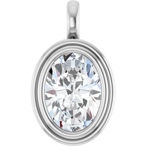 14K White Gold 14x10 mm Oval Charm/Pendant Mounting