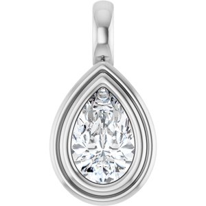 18K X1 White Gold 8.5x5.5 mm Pear Charm/Pendant Mounting