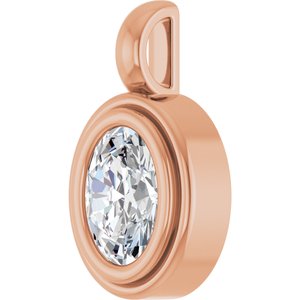 14K Rose Gold 7.5x5.5 mm Oval Charm/Pendant Mounting – image 3