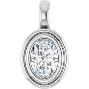 14K X1 White Gold 6.5x4.5 mm Oval Charm/Pendant Mounting