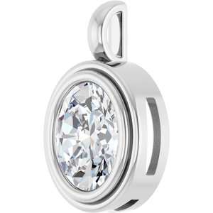 18K Palladium White Gold 11x9 mm Oval Charm/Pendant Mounting – image 3