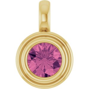 14K Yellow Gold Natural Pink Tourmaline Charm/Pendant