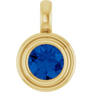 14K Yellow Gold Natural Blue Sapphire Charm/Pendant