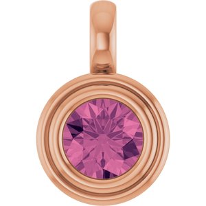 14K Rose Gold Natural Pink Tourmaline Charm/Pendant