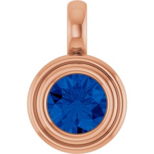 14K Rose Gold Lab-Grown Blue Sapphire Charm/Pendant