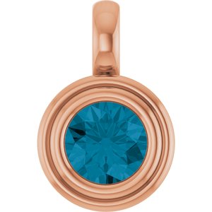 14K Rose Gold Natural London Blue Topaz Charm/Pendant