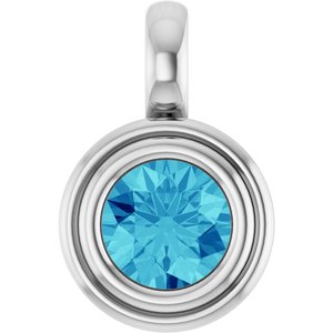 Sterling Silver Natural Blue Zircon Charm/Pendant