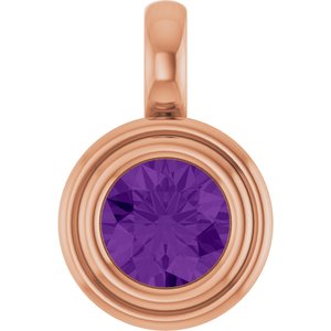 14K Rose Gold Natural Amethyst Charm/Pendant