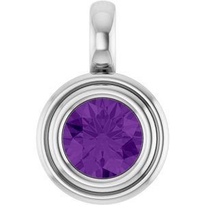 Sterling Silver Natural Amethyst Charm/Pendant