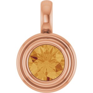 14K Rose Gold Natural Citrine Charm/Pendant