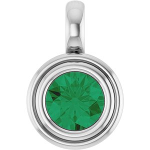 Platinum Lab-Grown Emerald Charm/Pendant