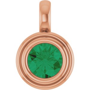 14K Rose Gold Lab-Grown Emerald Charm/Pendant