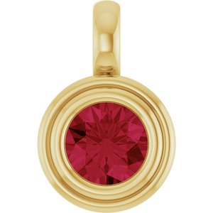 14K Yellow Gold Lab-Grown Ruby Charm/Pendant