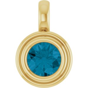 14K Yellow Gold Natural London Blue Topaz Charm/Pendant