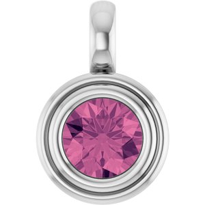 14K White Gold Natural Pink Tourmaline Charm/Pendant
