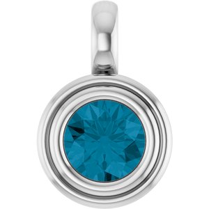14K White Gold Natural London Blue Topaz Charm/Pendant