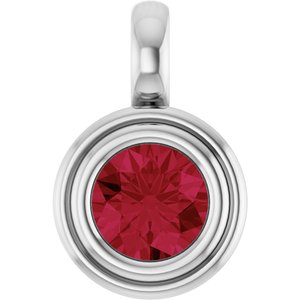 Sterling Silver Lab-Grown Ruby Charm/Pendant