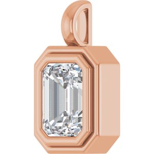 10K Rose Gold 8.5x6.5 mm Emerald Charm/Pendant Mounting – image 3