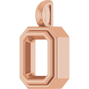 14K Rose Gold 8.5x6.5 mm Emerald Charm/Pendant Mounting – image 4