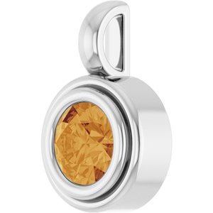 14K White Gold Natural Citrine Charm/Pendant – image 2