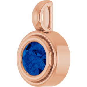 14K Rose Gold Natural Blue Sapphire Charm/Pendant – image 2