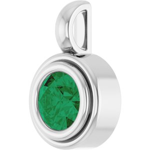 Sterling Silver Lab-Grown Emerald Charm/Pendant – image 2