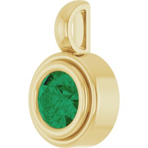 14K Yellow Gold Lab-Grown Emerald Charm/Pendant – image 2